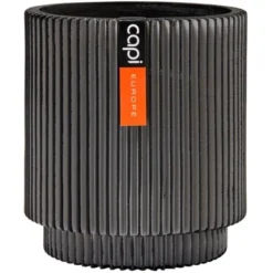 Capi Pflanztopf Groove Zylinder Schwarz 15 Cm X 17 Cm