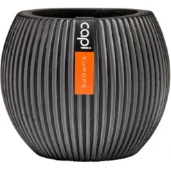 Capi Pflanztopf Groove Kugel Schwarz 22 Cm X 18 Cm