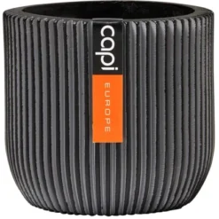 Capi Pflanztopf Groove Kugel Oval Schwarz 24 Cm X 21 Cm
