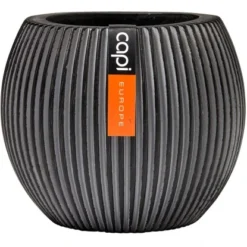 Capi Pflanztopf Groove Kugel Schwarz 30 Cm X 25 Cm