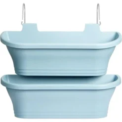 Elho Geländertopf Corsica Rechteckig 51 Cm X 17 Cm X 23 Cm 2er-Set Vintage Blau