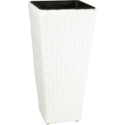 Gartenfreude Pflanzkübel Polyrattan Konisch 28 Cm X 28 Cm Weiß