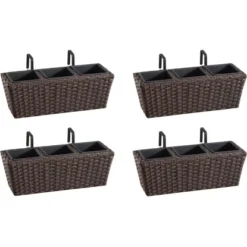 Gartenfreude Balkonkasten Polyrattan 47 Cm X 17 Cm Mocca 4er-Set