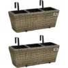 Gartenfreude Balkonkasten Polyrattan 47 Cm X 17 Cm Naturfarben 2 Stück -Günstiges Heissner Geschäft 159825 4655