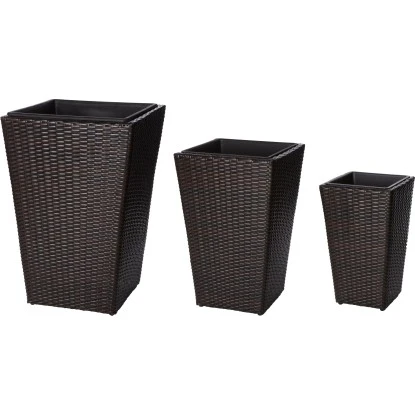 Gartenfreude Pflanzkübel Polyrattan Bicolour Braun Größe XL 3er-Set 3 Gartenfreude Pflanzkübel Polyrattan Bicolour Braun Größe XL 3er-Set