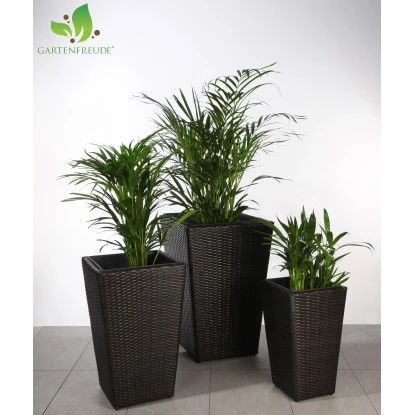 Gartenfreude Pflanzkübel Polyrattan Bicolour Braun Größe XL 3er-Set 4 Gartenfreude Pflanzkübel Polyrattan Bicolour Braun Größe XL 3er-Set – Bild 2