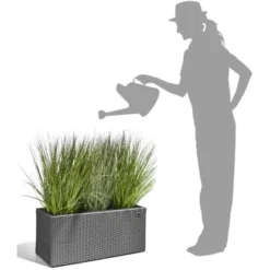 Gartenfreude Pflanzkübel Polyrattan 76 Cm X 26 Cm Grau -Günstiges Heissner Geschäft 160103 4655 4