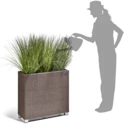 Gartenfreude Raumteiler Pflanzkübel Polyrattan 76 Cm X 26 Cm Mocca Mit Alu-Füßen -Günstiges Heissner Geschäft 160207 4655 5