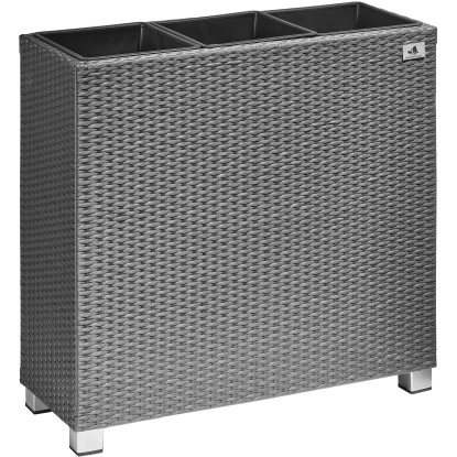 Gartenfreude Raumteiler Pflanzkübel Polyrattan 76 Cm X 26 Cm Grau Mit Alu-Füßen 3 Gartenfreude Raumteiler Pflanzkübel Polyrattan 76 Cm X 26 Cm Grau Mit Alu-Füßen