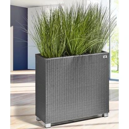 Gartenfreude Raumteiler Pflanzkübel Polyrattan 76 Cm X 26 Cm Grau Mit Alu-Füßen 7 Gartenfreude Raumteiler Pflanzkübel Polyrattan 76 Cm X 26 Cm Grau Mit Alu-Füßen – Bild 5
