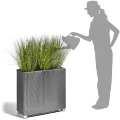 Gartenfreude Raumteiler Pflanzkübel Polyrattan 76 Cm X 26 Cm Grau Mit Alu-Füßen 13 Gartenfreude Raumteiler Pflanzkübel Polyrattan 76 Cm X 26 Cm Grau Mit Alu-Füßen -Günstiges Heissner Geschäft 160210 4655 6