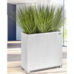 Gartenfreude Raumteiler Pflanzkübel Polyrattan 76 Cm X 26 Cm Weiß Mit Alu-Füßen -Günstiges Heissner Geschäft 160222 4655 4