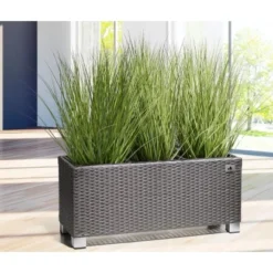 Gartenfreude Pflanzkübel Polyrattan 78 Cm X 27 Cm Grau -Günstiges Heissner Geschäft 160235 4655 4