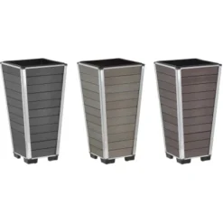 Gartenfreude Pflanzgefäß WPC Konisch 27 Cm X 27 Cm X 53 Cm Anthrazit -Günstiges Heissner Geschäft 160289 4655 pt03