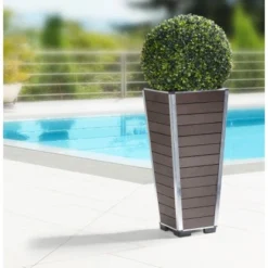 Gartenfreude Pflanzgefäß WPC Konisch 27 Cm X 27 Cm X 62 Cm Braun -Günstiges Heissner Geschäft 160295 4655 pt 01