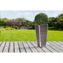 Gartenfreude Pflanzgefäß WPC Konisch 27 Cm X 27 Cm X 62 Cm Braun -Günstiges Heissner Geschäft 160295 4655 pt 02