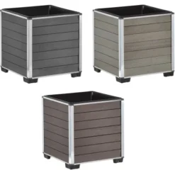 Gartenfreude Pflanzgefäß WPC Eckig 33,5 Cm X 33,5 Cm Anthrazit -Günstiges Heissner Geschäft 160296 4655 pt03