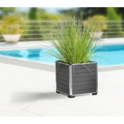 Gartenfreude Pflanzgefäß WPC Eckig 33,5 Cm X 33,5 Cm Anthrazit -Günstiges Heissner Geschäft 160296 4655 pt 01