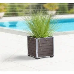 Gartenfreude Pflanzgefäß WPC Eckig 33,5 Cm X 33,5 Cm Braun -Günstiges Heissner Geschäft 160300 4655 pt 01