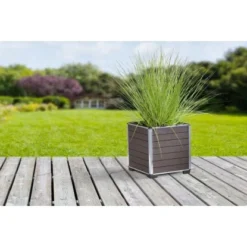 Gartenfreude Pflanzgefäß WPC Eckig 33,5 Cm X 33,5 Cm Braun -Günstiges Heissner Geschäft 160300 4655 pt 02