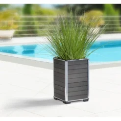 Gartenfreude Pflanzgefäß WPC Eckig 27 Cm X 27 Cm X 44 Cm Anthrazit -Günstiges Heissner Geschäft 160316 4655 pt 01