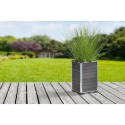 Gartenfreude Pflanzgefäß WPC Eckig 27 Cm X 27 Cm X 44 Cm Anthrazit -Günstiges Heissner Geschäft 160316 4655 pt 02