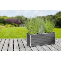 Gartenfreude Pflanzgefäß WPC Eckig 79 Cm X 27 Cm Anthrazit -Günstiges Heissner Geschäft 160322 4655 pt 02