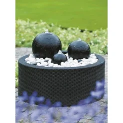 Brunnenbecken-Umrandung DecoWall Wicker Mattschwarz 2 Ø 90 Cm 37,5 Cm Hoch -Günstiges Heissner Geschäft 163424 3411 1 1