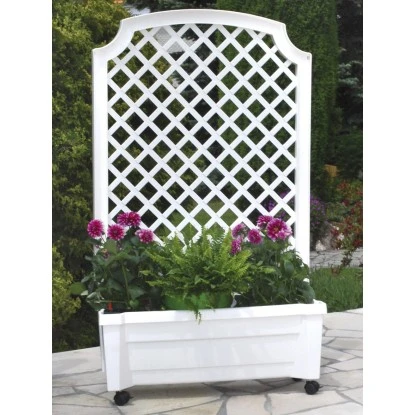 KHW Pflanzkasten Calypso Mit Bewässerungssystem Und Spalier Weiß 3 KHW Pflanzkasten Calypso Mit Bewässerungssystem Und Spalier Weiß