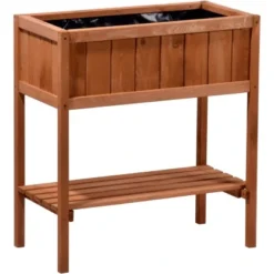 Dobar Hochbeet Mit Ablagefläche 76 Cm X 40 Cm X 80 Cm Braun
