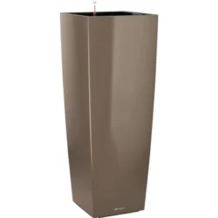 Lechuza Pflanzgefäß Cubico Alto Premium 40 Cm X 40 Cm Taupe Hochglanz