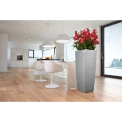 Lechuza Pflanzgefäß Cubico Alto Premium 40 Cm X 40 Cm Silber Metallic -Günstiges Heissner Geschäft 261668 4186 3