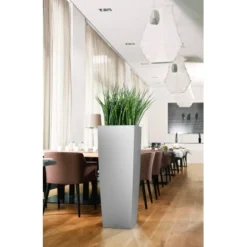 Lechuza Pflanzgefäß Cubico Alto Premium 40 Cm X 40 Cm Silber Metallic -Günstiges Heissner Geschäft 261668 4186 4