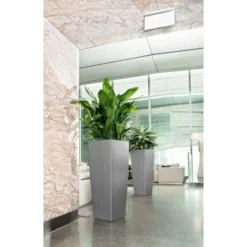 Lechuza Pflanzgefäß Cubico Alto Premium 40 Cm X 40 Cm Silber Metallic -Günstiges Heissner Geschäft 261668 4186 5