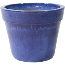 M Collections Pflanztopf Glasiert Basic Pot Ø 38 Cm X 30 Cm Blau