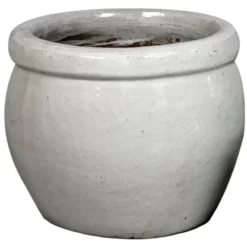 M Collections Pflanztopf Glasiert Delta Ø 38 Cm X 31 Cm Weiß