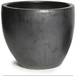 M Collections Pflanztopf Glasiert Egg Pot Ø 38 Cm X 32 Cm Schwarz