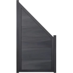 GroJaViento Zaunelement Steingrau Co-extrudiert 90x180/90 Cm Rahmen: Anthrazit