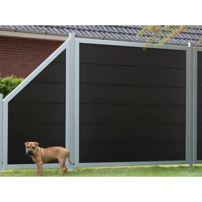 GroJaViento Zaunelement Anthrazitgrau 90x180/90 Cm Rahmen: Silber 4 GroJaViento Zaunelement Anthrazitgrau 90x180/90 Cm Rahmen: Silber – Bild 2