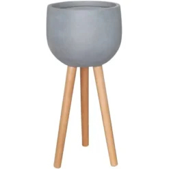 Pflanztopf Auf Holzfüßen Ø 45 Cm Grau
