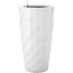 Lechuza Pflanzsäule Diamante Premium Weiß Hochglanz Ø 40cm M. Bewässerungssystem