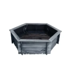 Promadino Sechseck-Hochteich Grau Ø 100 Cm Inkl. Pumpe 220 Volt Aus Kiefernholz