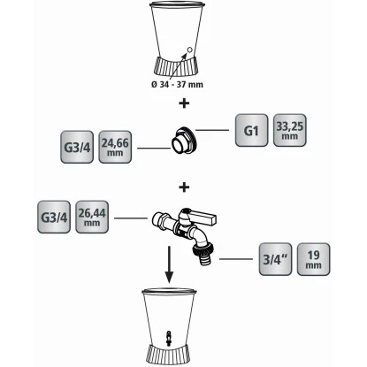 Geka Regentonnen-Anschluss Set 3/4" Silber-Messingfarben 4 Geka Regentonnen-Anschluss Set 3/4" Silber-Messingfarben – Bild 2