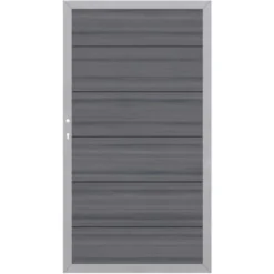 Sichtschutzzaun-Element WPC Platinum XL Einzeltor Links Grau-Silber 180 X 98 Cm