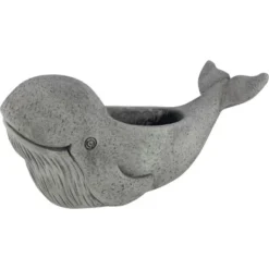 Pflanzfigur Wal 43 Cm Grau