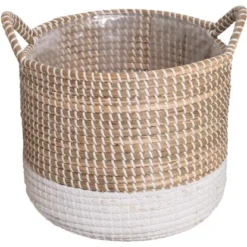 Korb Aus Seegras25 Cm X 25 Cm X 22 Cm Weiß
