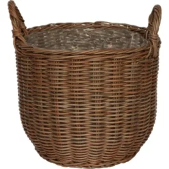 Korb Mit Griffen Aus Polyrattan 33 Cm X 33 Cm X 34,5 Cm Braun