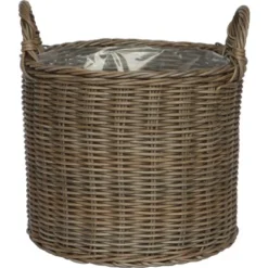Korb Mit Griffen Aus Polyrattan 33 Cm X 33 Cm X 34,5 Cm Grau