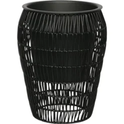 Pflanzgefäß Polyrattan Rund 37,5 Cmx29,5 Cm X 29,5 Cm Schwarz