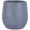 Übertopf Rund Bauchig Aus Fibre-Clay Geflochten Graublau Ø 43,5 Cm